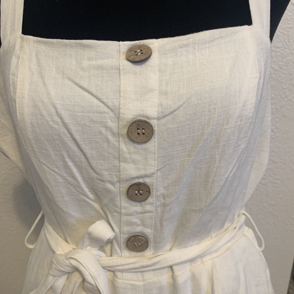 Lilyful Woman's Small White Strappy Cotton Ankle Length Romper Jumper Jumpsuit - Picture 4 of 8